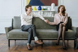 Partners in a couples therapy session