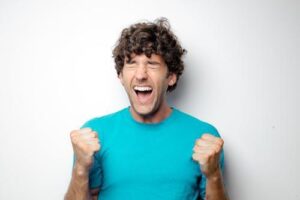 Excited man celebrating
