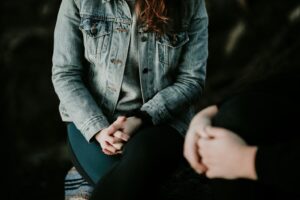 Men and women talking