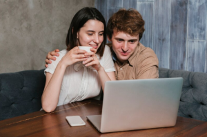 A couple attending a virtual therapy session