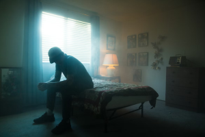 A man sitting in sadness.